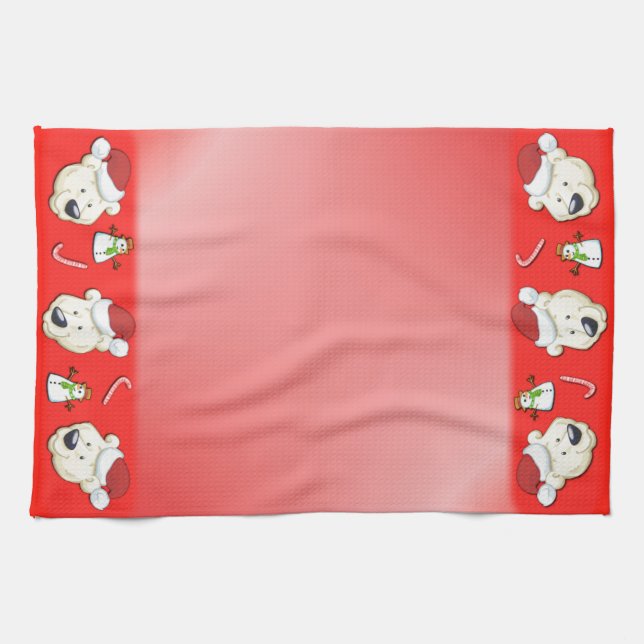 Paño De Cocina Navidades Rojo oso polar (Horizontal)