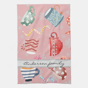 Paño De Cocina Navidades rojos con un patrón corto monogramado