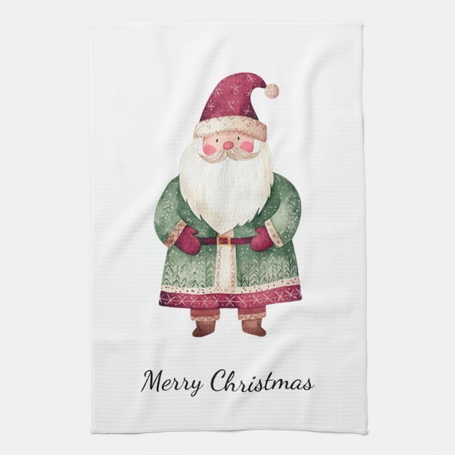 Paño De Cocina Navidades rojos verdes Santa Claus (Vertical)