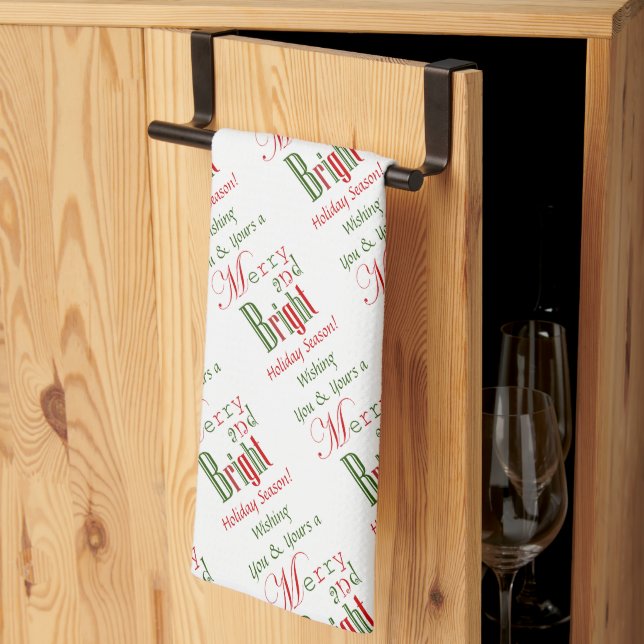 Paño De Cocina Navidades rojos, verdes y brillantes personalizado (Pliegue de tercios)