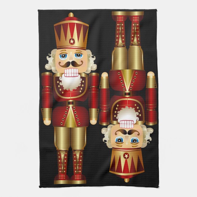 Paño De Cocina Navidades rojos y dorados Nutcrackers cocina toall (Vertical)