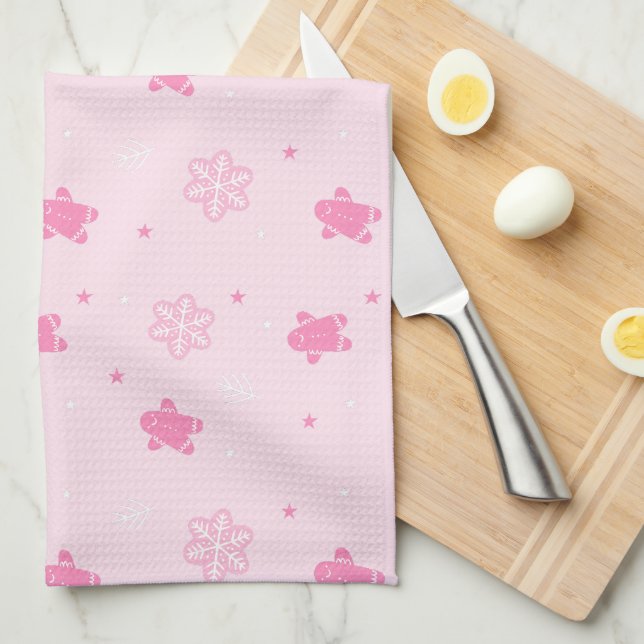 Paño De Cocina Navidades rosados Patrón de pan de jengibre para h (Doblado Cuarto)