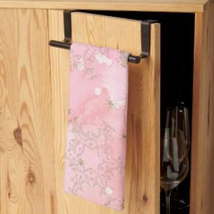 Paño De Cocina Navidades rosados Snowflakes Boho Pattern