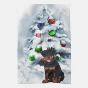 Paño De Cocina Navidades Rottweiler