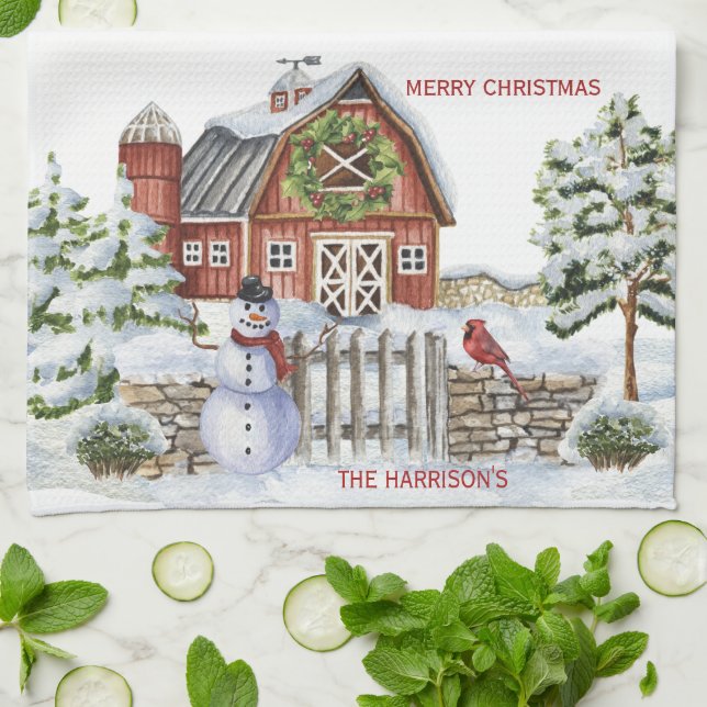 Paño De Cocina Navidades rusos evitan escenas de Snowman, nieve,  (Doblado)