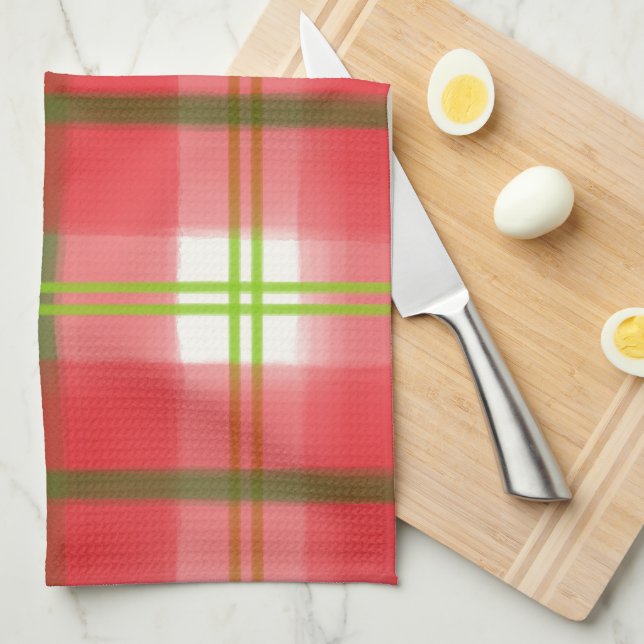Paño De Cocina Navidades Rústica Red Green Plaid (Doblado Cuarto)