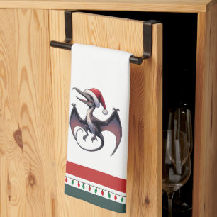 Paño De Cocina Navidades Santa hat pterodáctilo