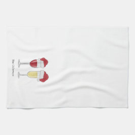 Paño De Cocina Navidades Santa Hat Wine Champagne Glasses Persona