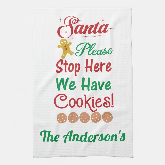 Paño De Cocina Navidades Santa Por favor detente Aquí tenemos gal (Vertical)