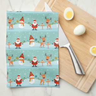 Paño De Cocina Navidades Santa, Rudolph y Snowman