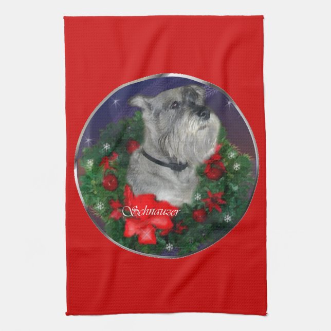 Paño De Cocina Navidades Schnauzer estándar (Vertical)