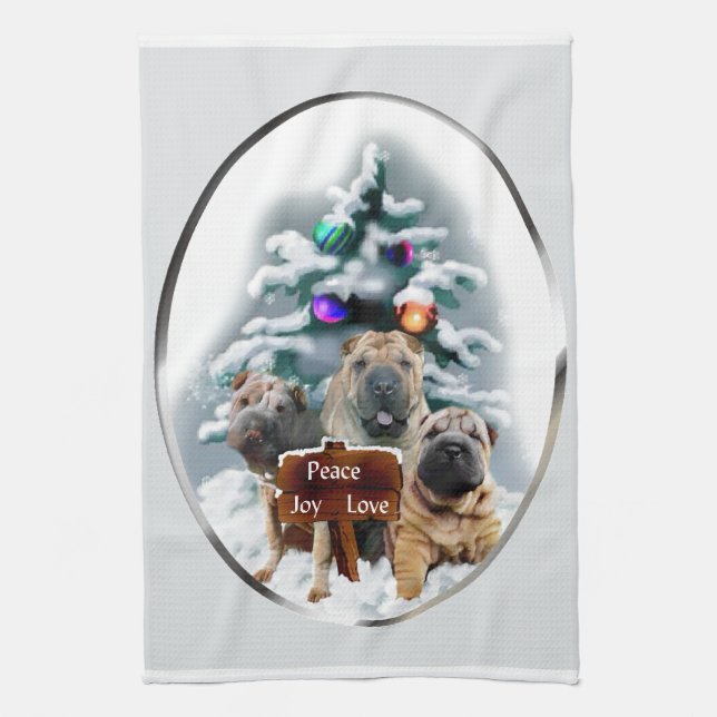 Paño De Cocina Navidades Shar-Pei de China (Vertical)