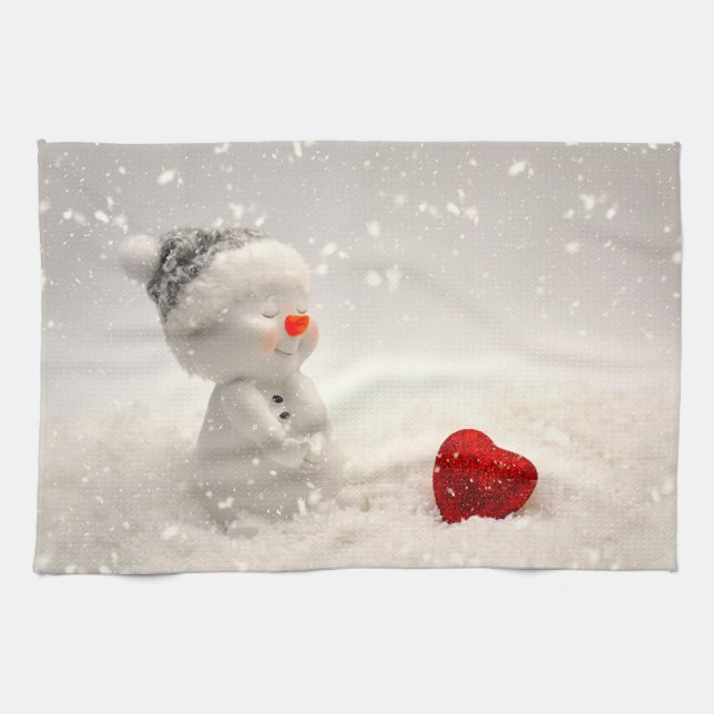 Paño De Cocina Navidades Snowman con amor desgarrador (Horizontal)