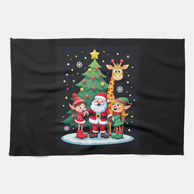 Paño De Cocina Navidades Squad Santa Giraffe Elf Dabbing (Horizontal)