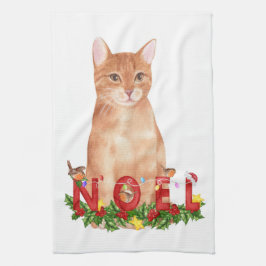 Paño De Cocina Navidades Tabby Cat Watercolor