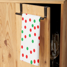Paño De Cocina Navidades verdes y rojos con puntos de polka