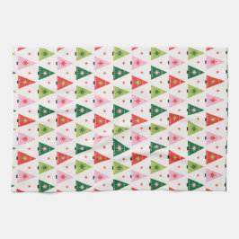 Paño De Cocina Navidades verdes y rojos de mediados de siglo