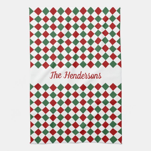 Paño De Cocina Navidades Verdes Y Rojos Festivos (Vertical)