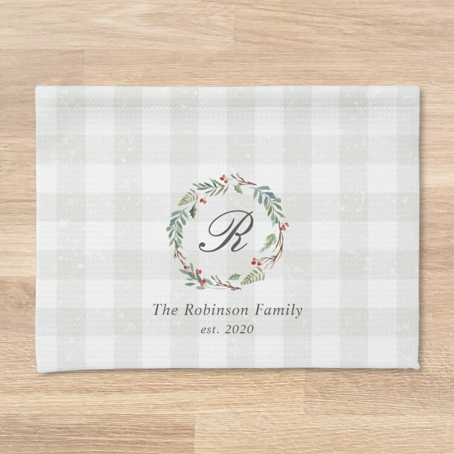 Paño De Cocina Navidades Winter Berries Wreath Nombre de la famil (Subido por el creador)