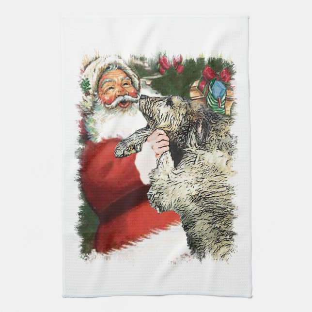 Paño De Cocina Navidades Wolfhound de Irlanda (Vertical)