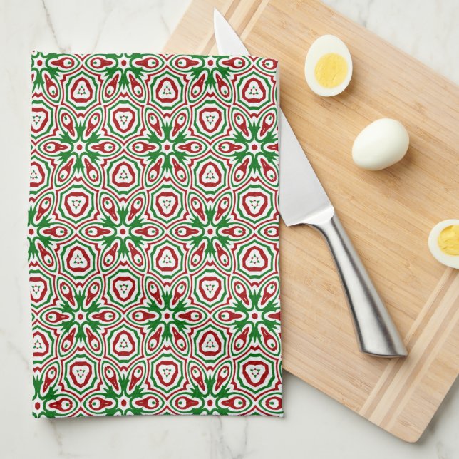 Paño De Cocina Navideño caleidoscopio boho ecléctico trippy funky (Doblado Cuarto)