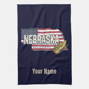 Paño De Cocina Nebraska Estados Unidos Retro State Map Vintage US