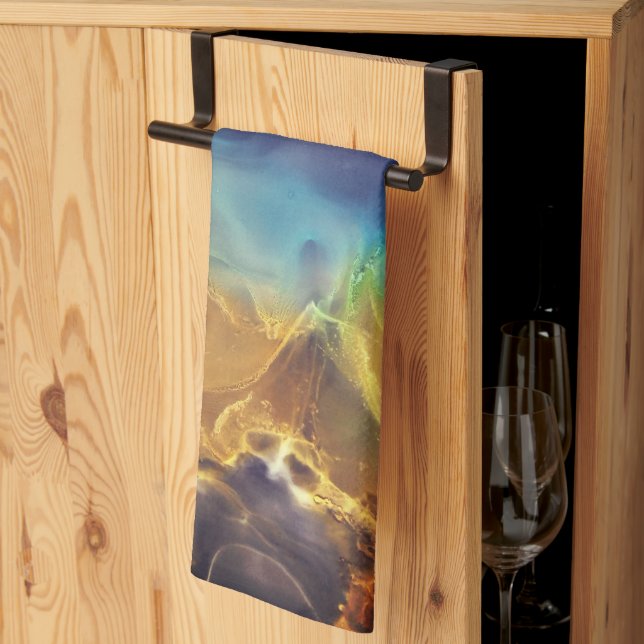 Paño De Cocina Nebulosa abstracta de fuego e hielo (Pliegue de tercios)