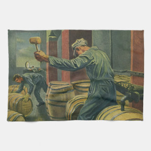 Paño De Cocina Negocio Antiguo, Barriles de Vino para Encorchar E