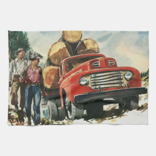 Paño De Cocina Negocio de Antigüedades, Camión de Madera con Leña