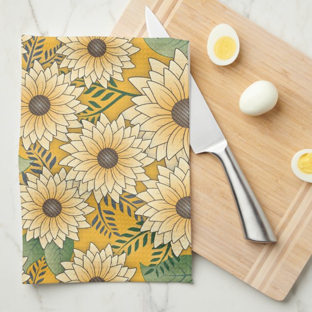 Paño De Cocina Negrita Floral Amarillo Sunflower Garden (Doblado Cuarto)