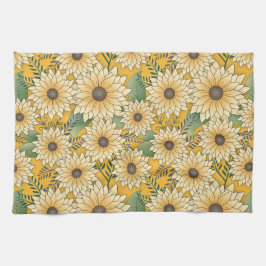 Paño De Cocina Negrita Floral Amarillo Sunflower Garden