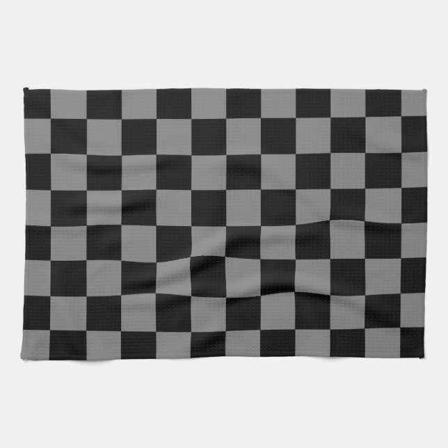 Paño De Cocina Negro controlado y gris de carbón vegetal (Horizontal)
