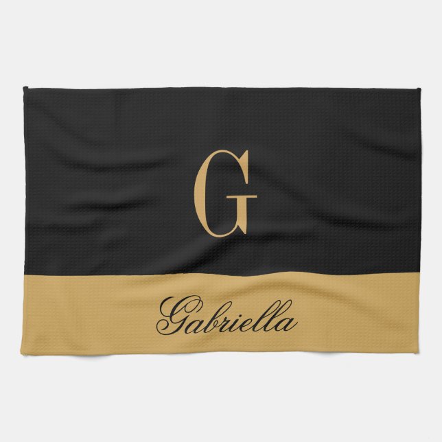 Paño De Cocina Negro dorado (Horizontal)