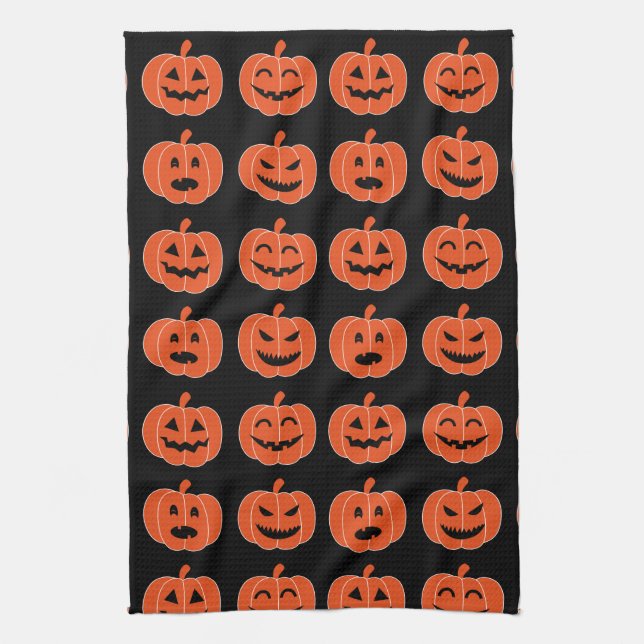 Paño De Cocina Negro fantasmagórico de la Jack-O-Linterna de la (Vertical)