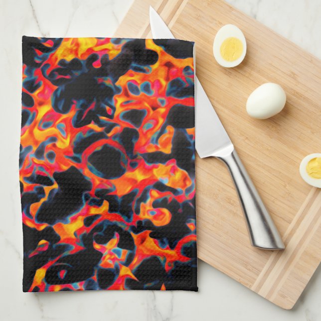 Paño De Cocina Negro Rojo Amarillo (Doblado Cuarto)