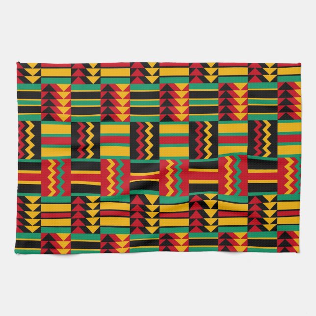 Paño De Cocina Negro rojo del verde amarillo de cesta del orgullo (Horizontal)