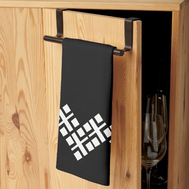 Paño De Cocina Negro y blanco (Pliegue de tercios)