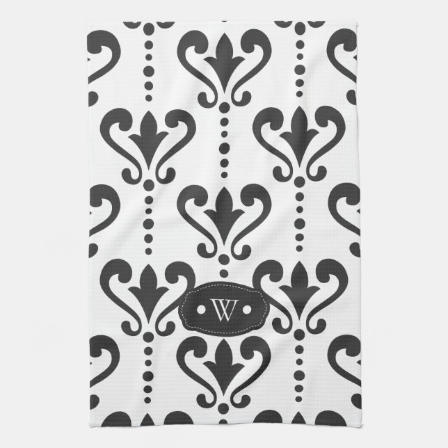 Paño De Cocina Negro y blanco personalizado de lujo (Vertical)