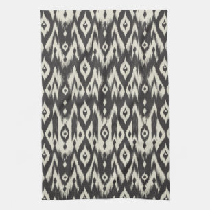 Paño De Cocina Negro y crema Ikat tribal