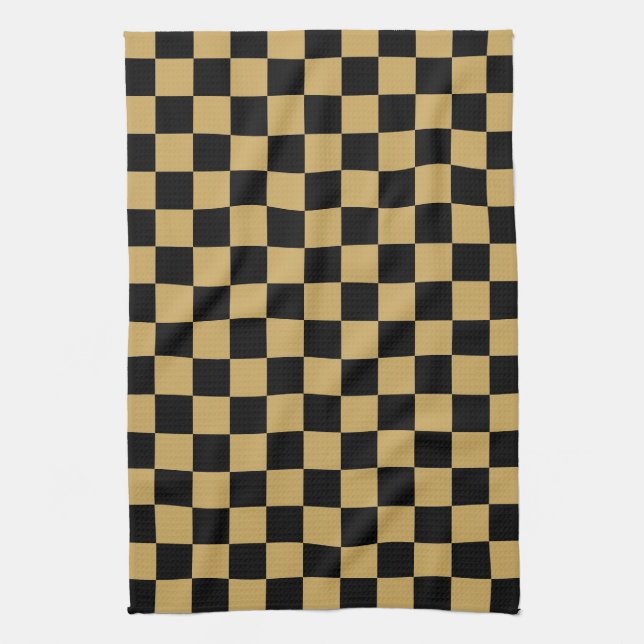 Paño De Cocina Negro y oro a cuadros (Vertical)