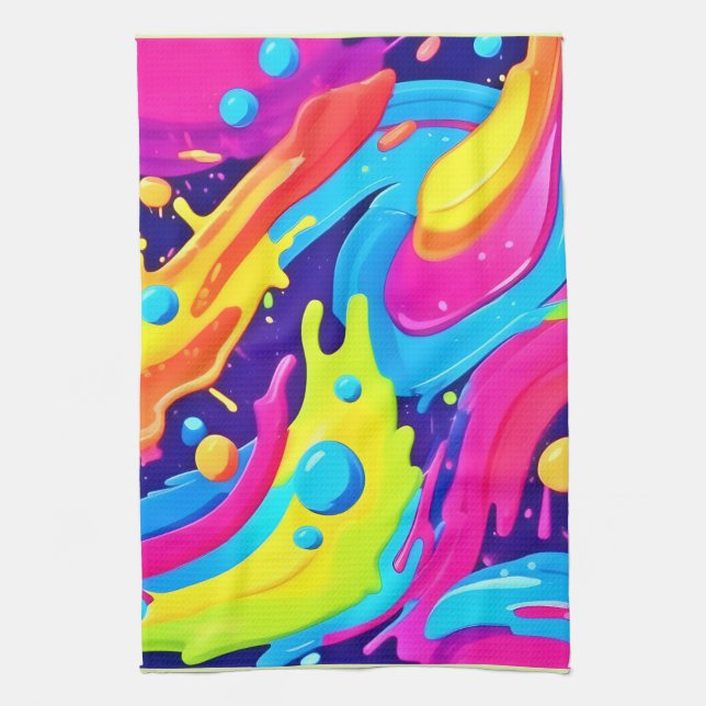 Paño De Cocina Neon Fluid Art (Vertical)