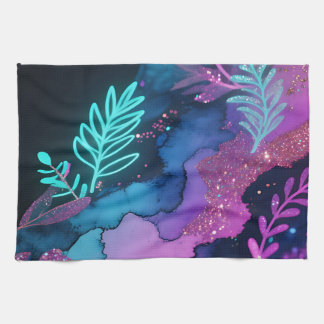 Paño De Cocina Neon Glitter Botanical Abstract