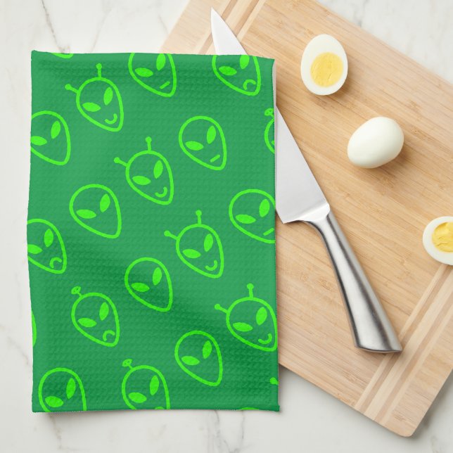 Paño De Cocina Neon Green Aliens (Doblado Cuarto)