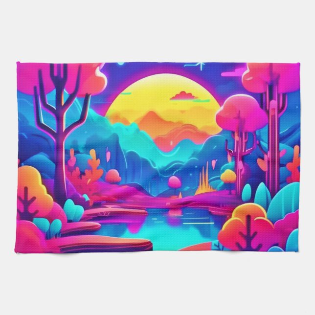Paño De Cocina Neon Jungle Dream Art (Horizontal)