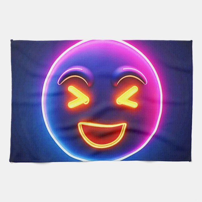 Paño De Cocina Neon Laughing Emoji Joy (Horizontal)