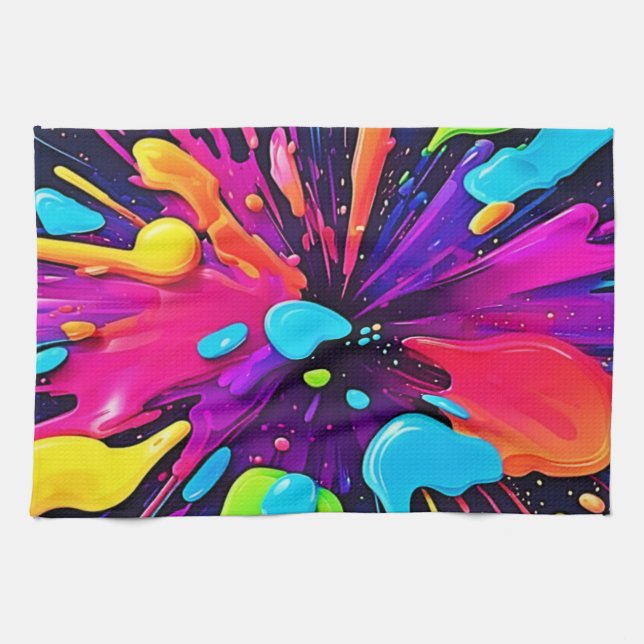 Paño De Cocina Neon Paint Burst Art (Horizontal)