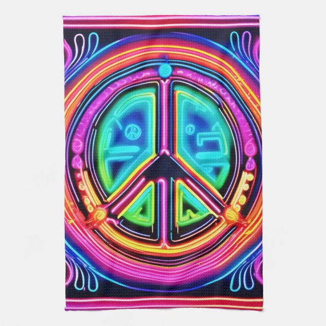 Paño De Cocina Neon Peace Mandala (Vertical)