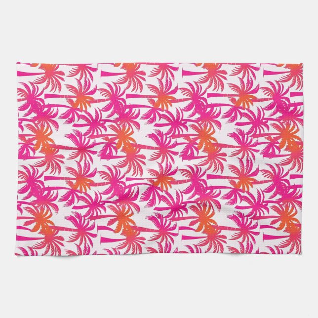 Paño De Cocina Neon Pink Naranja Palm Tree Ibiza (Horizontal)