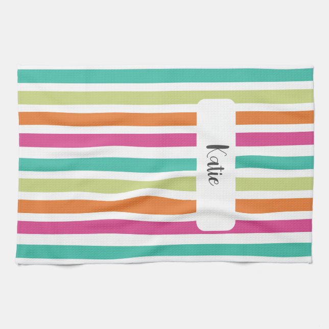 Paño De Cocina Neon rainbow strips divertido retro (Horizontal)