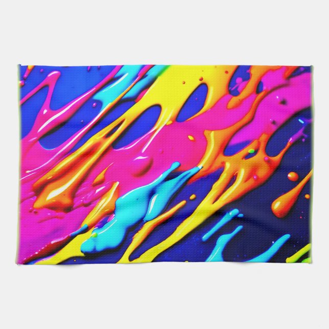 Paño De Cocina Neon Splatter Design (Horizontal)